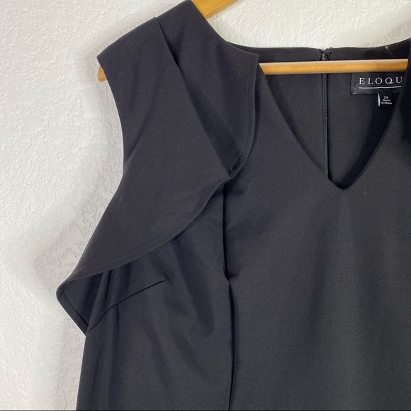 Eloquii Black Folded Shoulder Sheath Dress - Picture 5 of 8